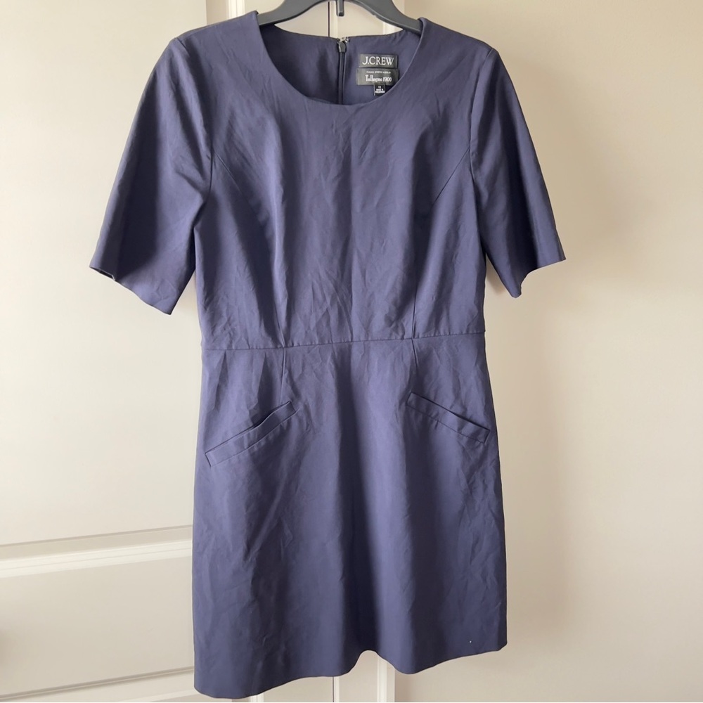 J. Crew Wool Blend Career Elevated Basic Navy Mini Dress Women’s Size 12 - Picture 3 of 14